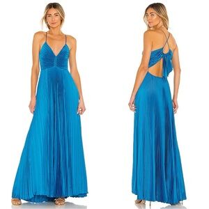 ALC Aries pleated dress in cerulean